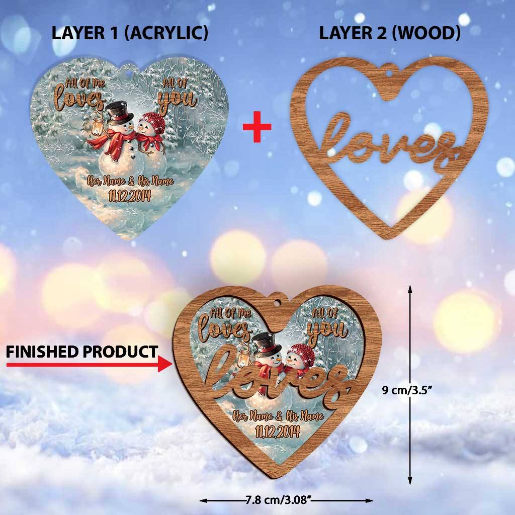 All Of Me Loves - Personalized Christmas Couple Layers Mix Ornament