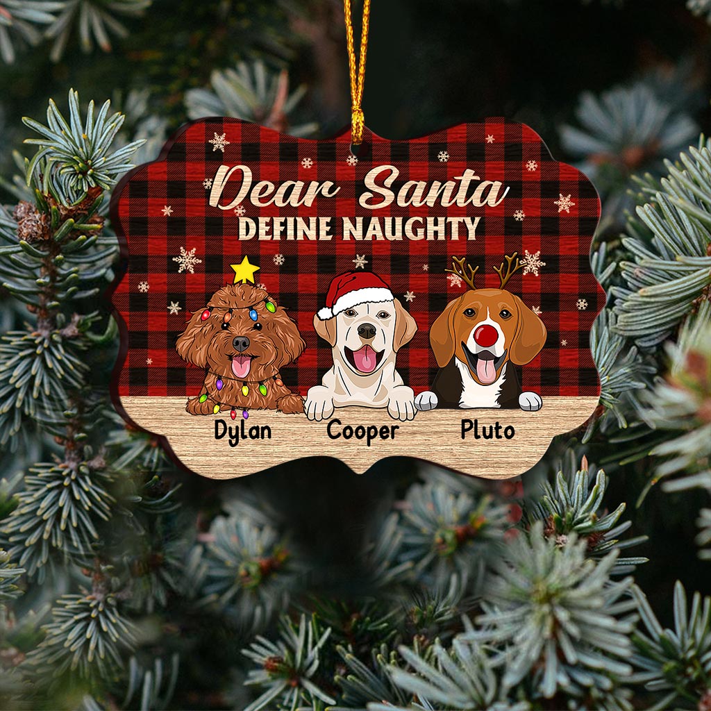 Define Naughty - Personalized Christmas Dog Ornament (Printed On Both Sides)