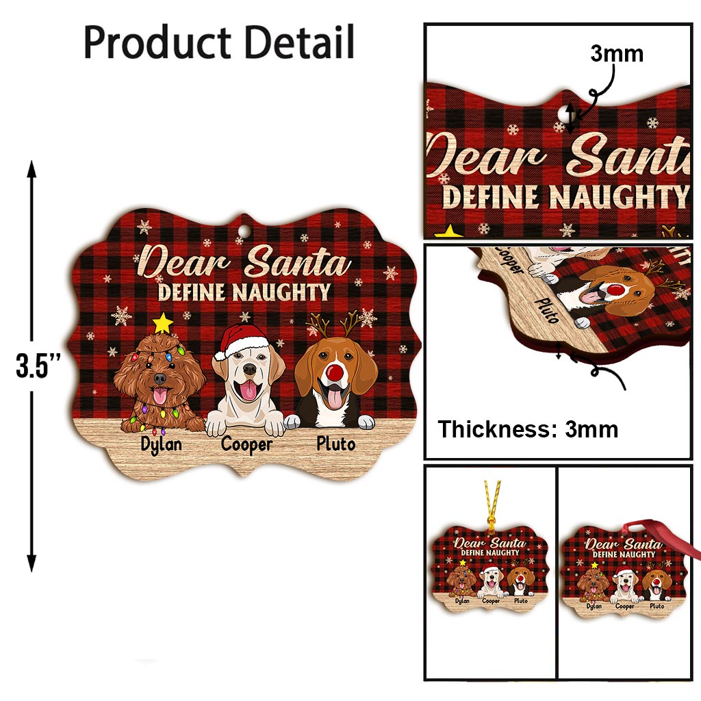 Define Naughty - Personalized Christmas Dog Ornament (Printed On Both Sides)