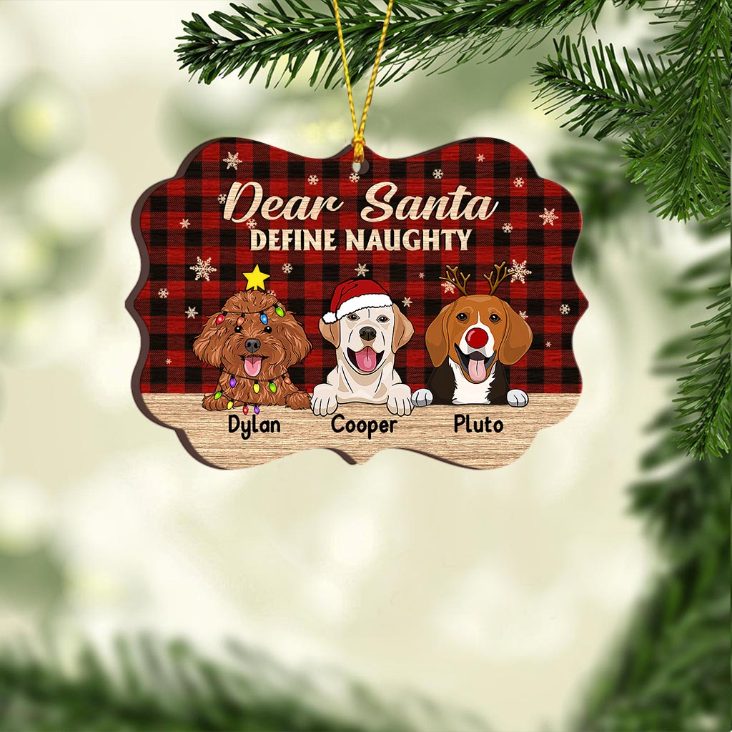 Define Naughty - Personalized Christmas Dog Ornament (Printed On Both Sides)