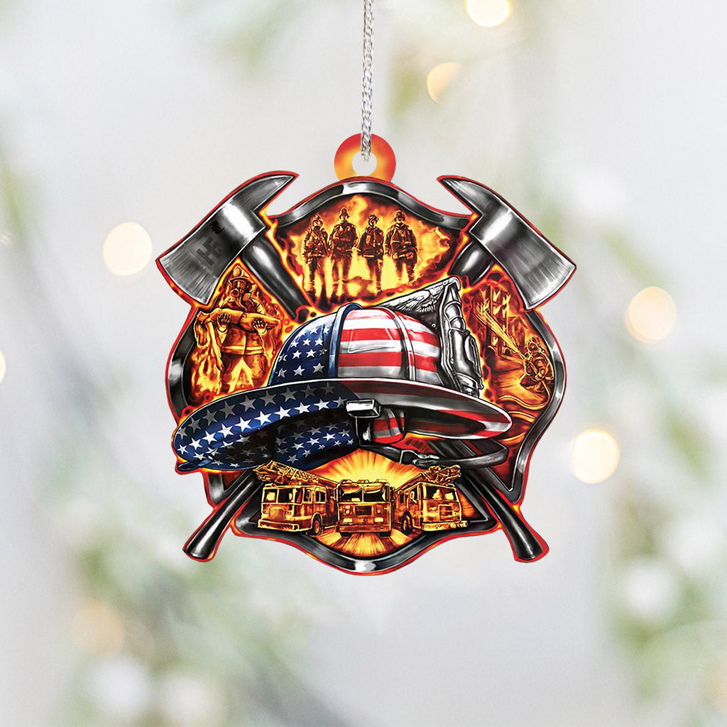 Proud To Be A Firefighter - Christmas Firefighter Ornament (Printed On Both Sides)