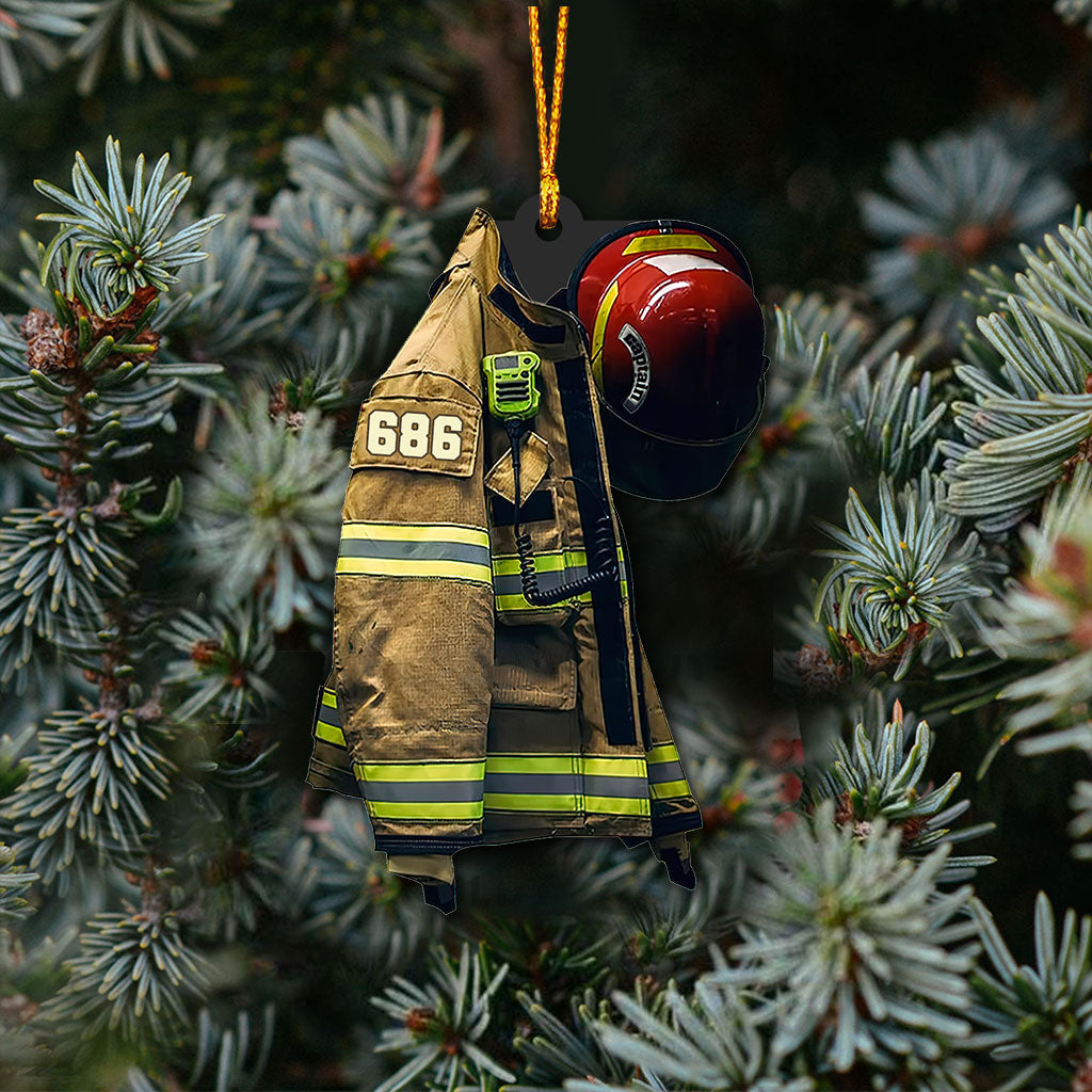 Firefighter Uniform - Personalized Christmas Firefighter Ornament (Printed On Both Sides)