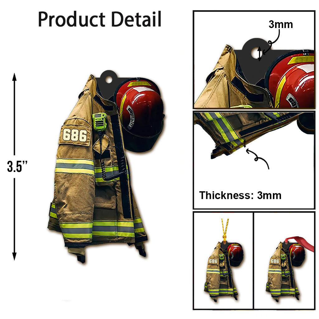 Firefighter Uniform - Personalized Christmas Firefighter Ornament (Printed On Both Sides)