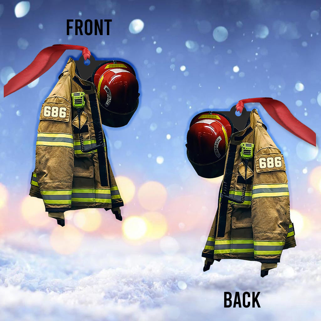 Firefighter Uniform - Personalized Christmas Firefighter Ornament (Printed On Both Sides)