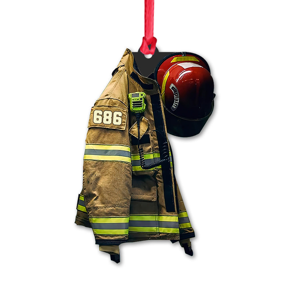 Firefighter Uniform - Personalized Christmas Firefighter Ornament (Printed On Both Sides)