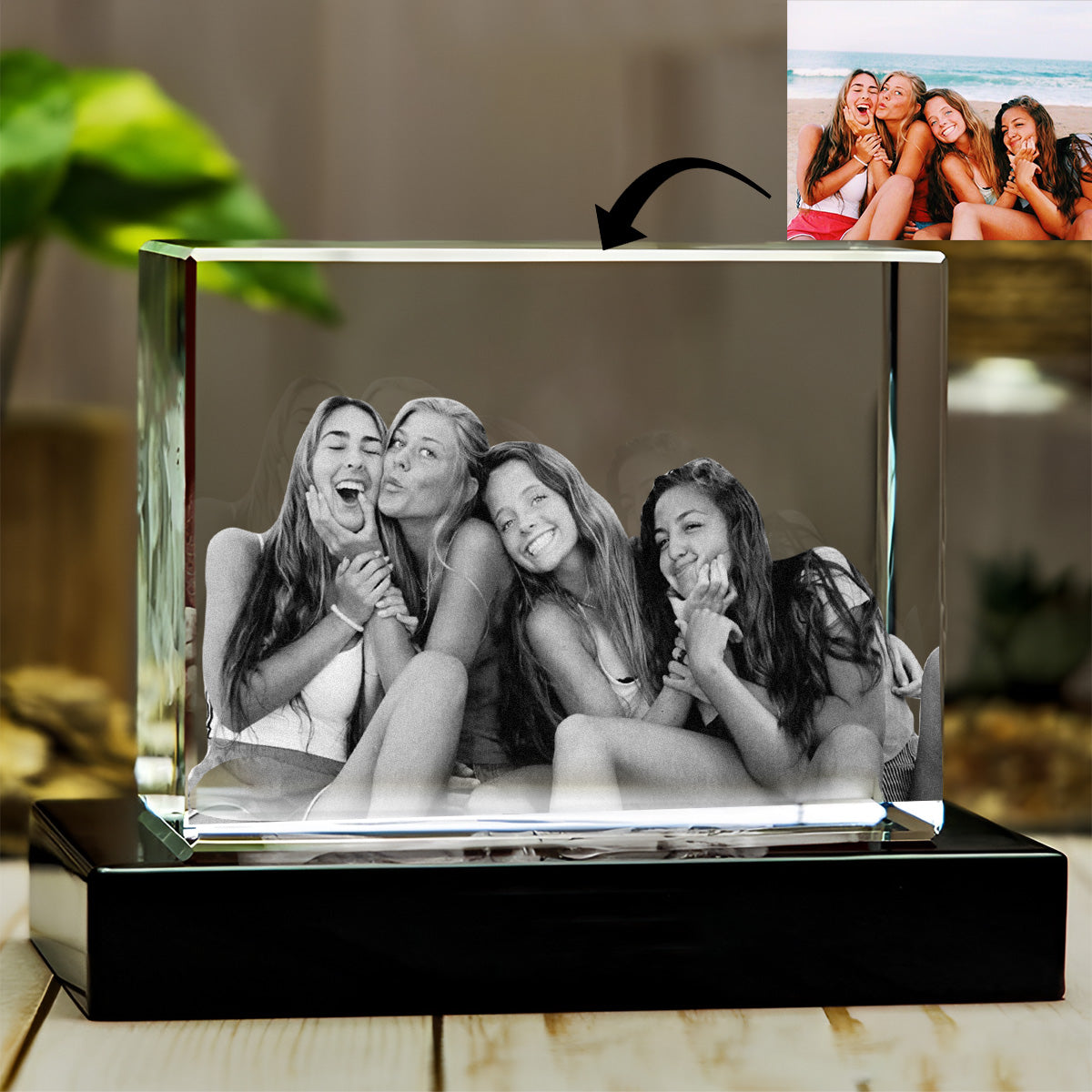 Custom Photo - Personalized granddaughter Laser Engraving 3D Cuboid Shaped Crystal Lamp
