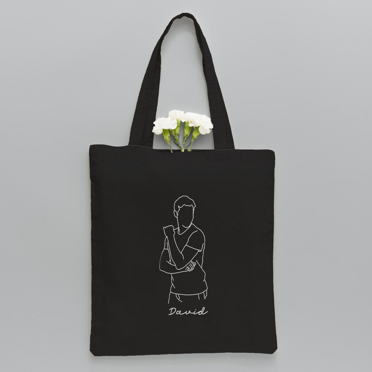 Custom Photo Line Art - Personalized Uncle Embroidered Tote Bag