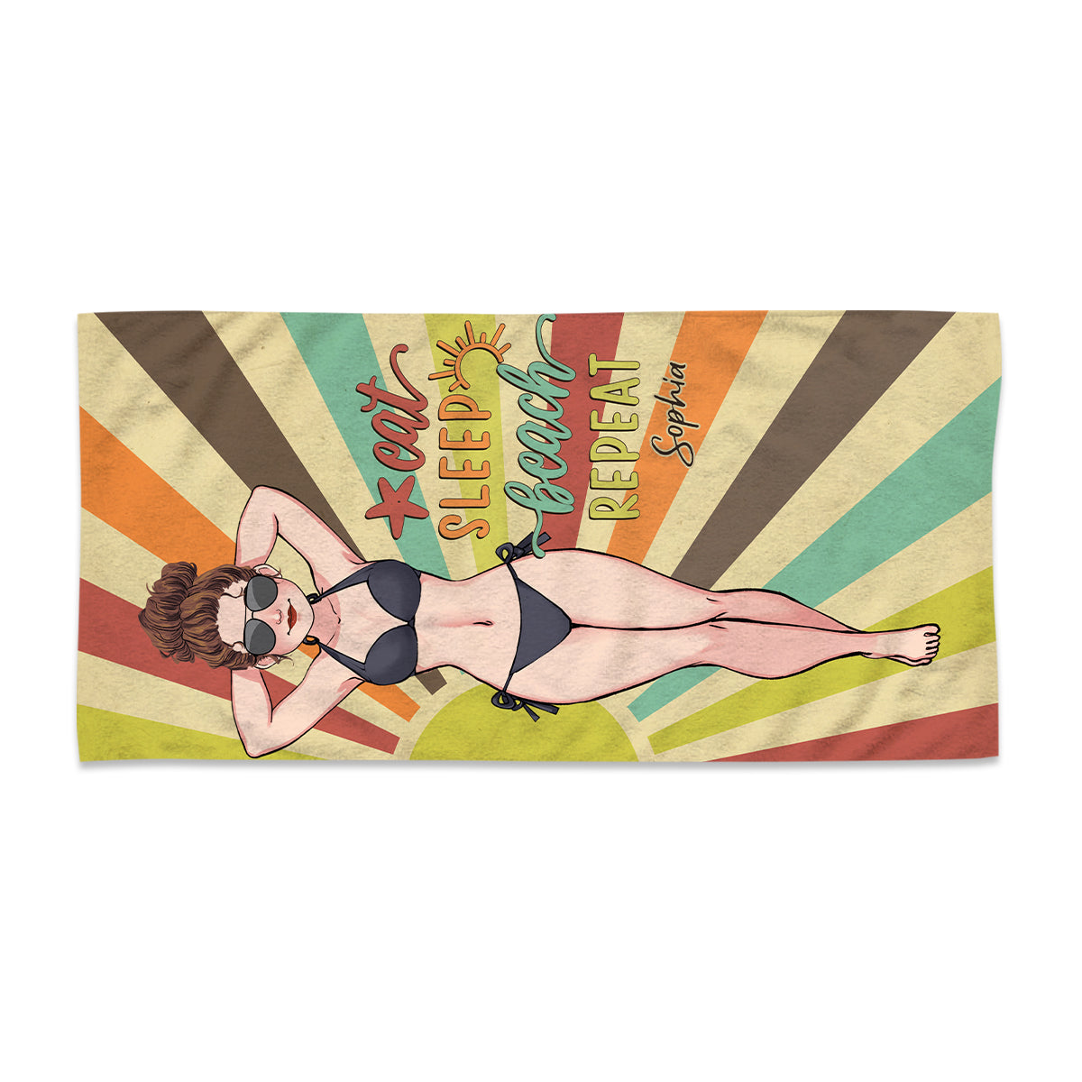 Always On Vacay - Sea Lover gift for friend, sister, girlfriend, wife, mom - Personalized Beach Towel