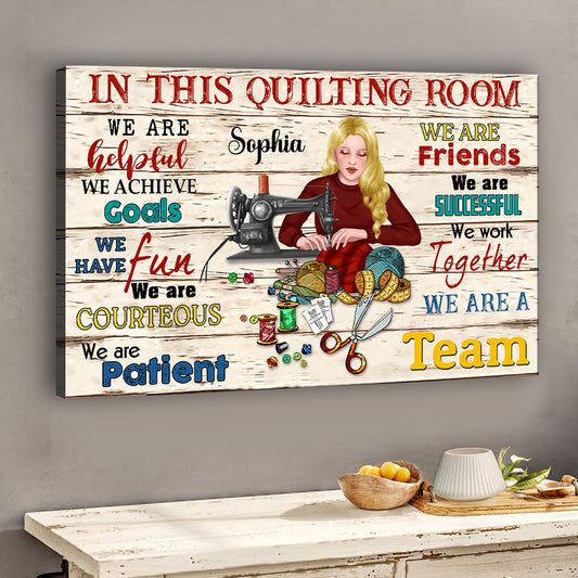 In This Quilting Room - Personalized Quilting Canvas And Poster