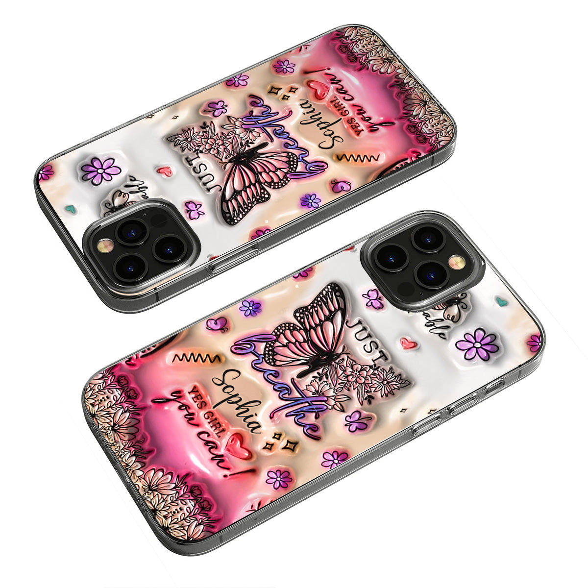 Positive Affirmations Butterfly - Personalized Butterfly Clear Phone Case