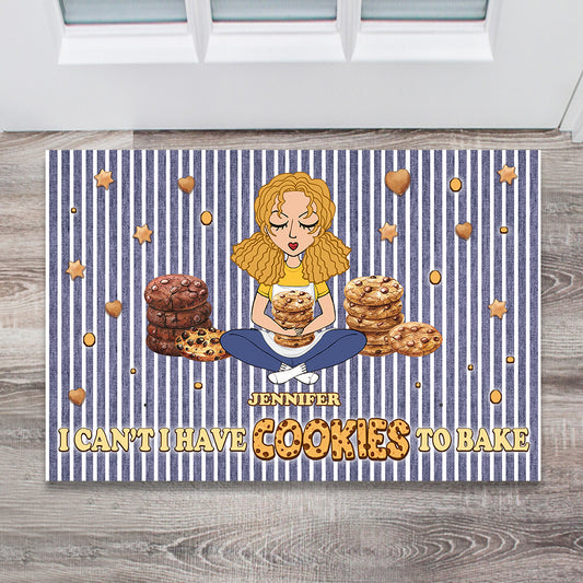 I Can't I Have Cookies To Bake - Personalized Baking Doormat