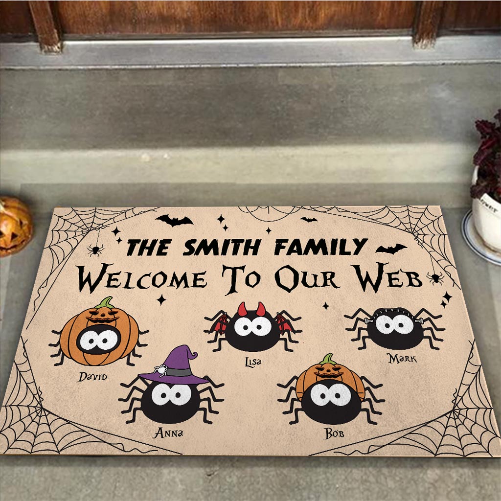 Welcome To Our Web - Personalized Family Doormat