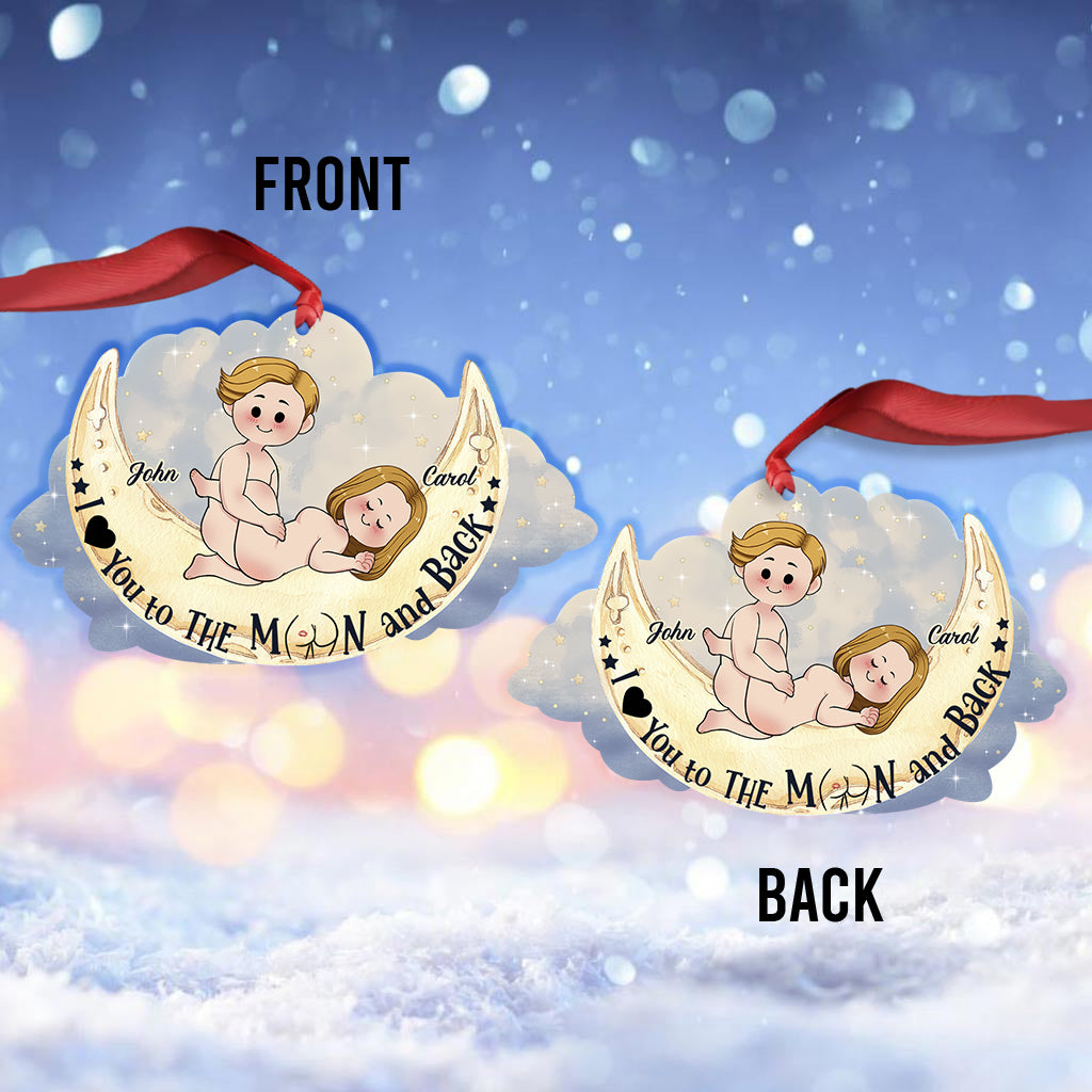 I Love You To The Moon And Back - Personalized Couple Ornament