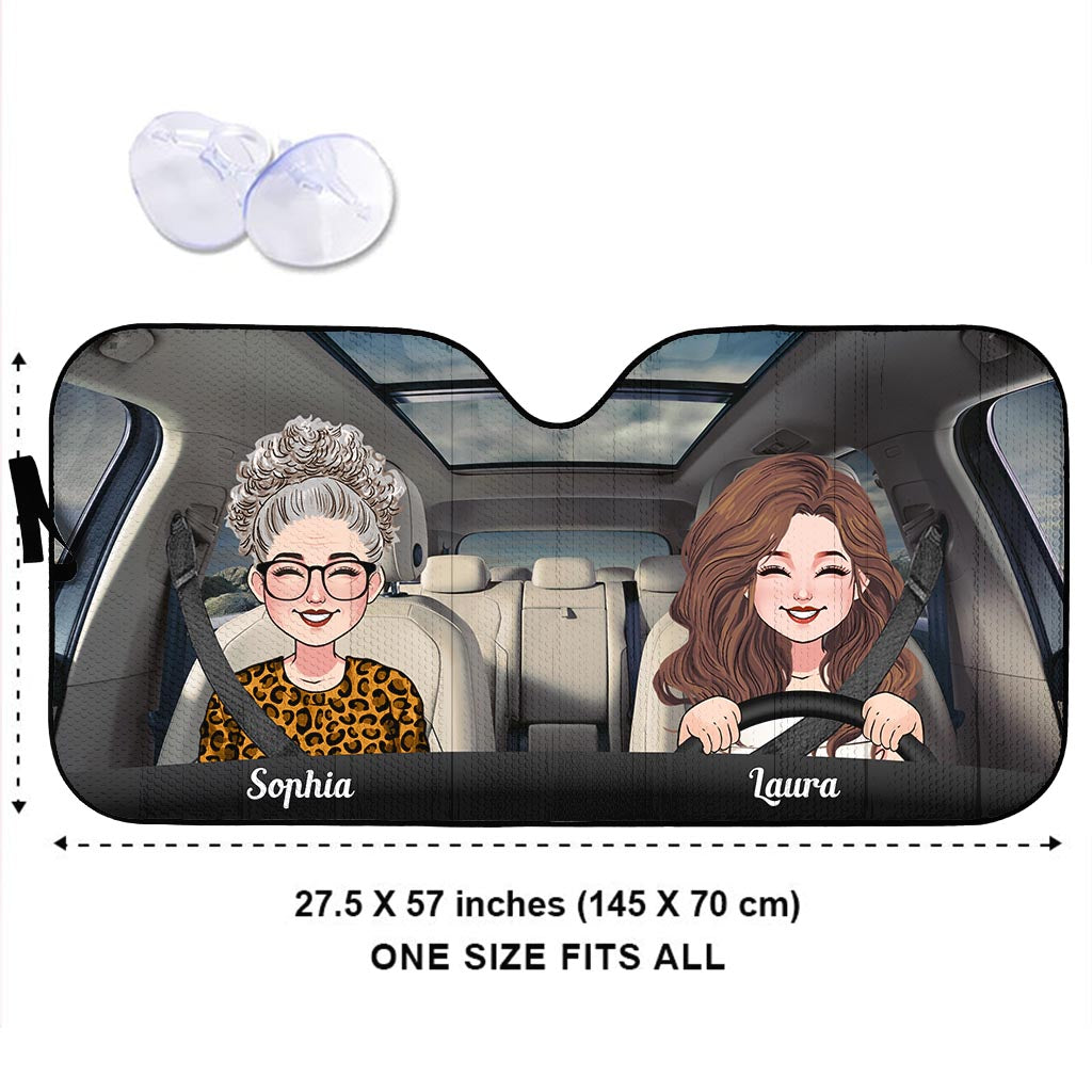 Adventure Awaits - Husband And Wife gift for wife, husband, girlfriend, boyfriend, mom, dad - Personalized Car Sunshade
