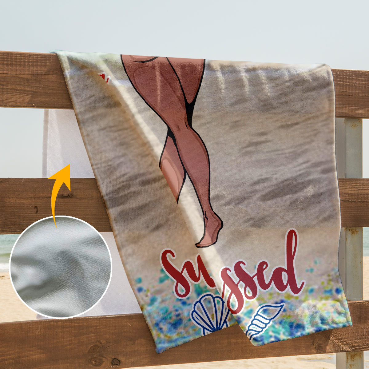 Sandy Toes Sun Kissed Nose - Sea Lover gift for friend, sister, girlfriend, wife, mom - Personalized Beach Towel