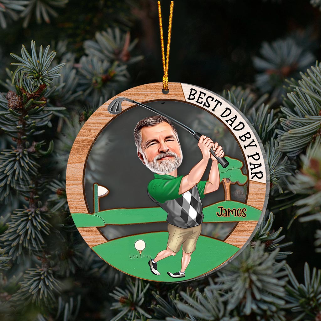 Best Dad By Par - Golf gift for dad, husband, boyfriend, him - Personalized Transparent Ornament
