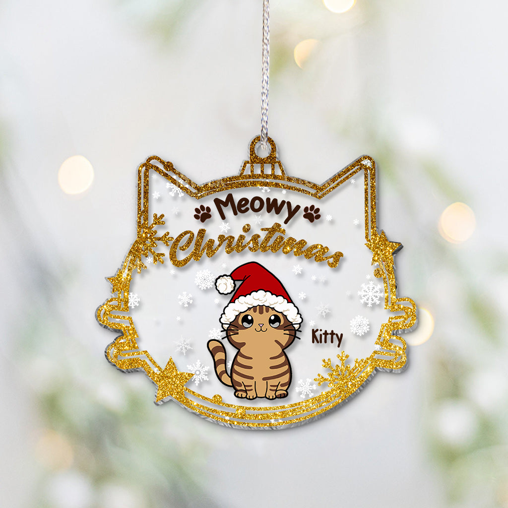 Meowy Christmas - Personalized Cat Layers Mix Ornament