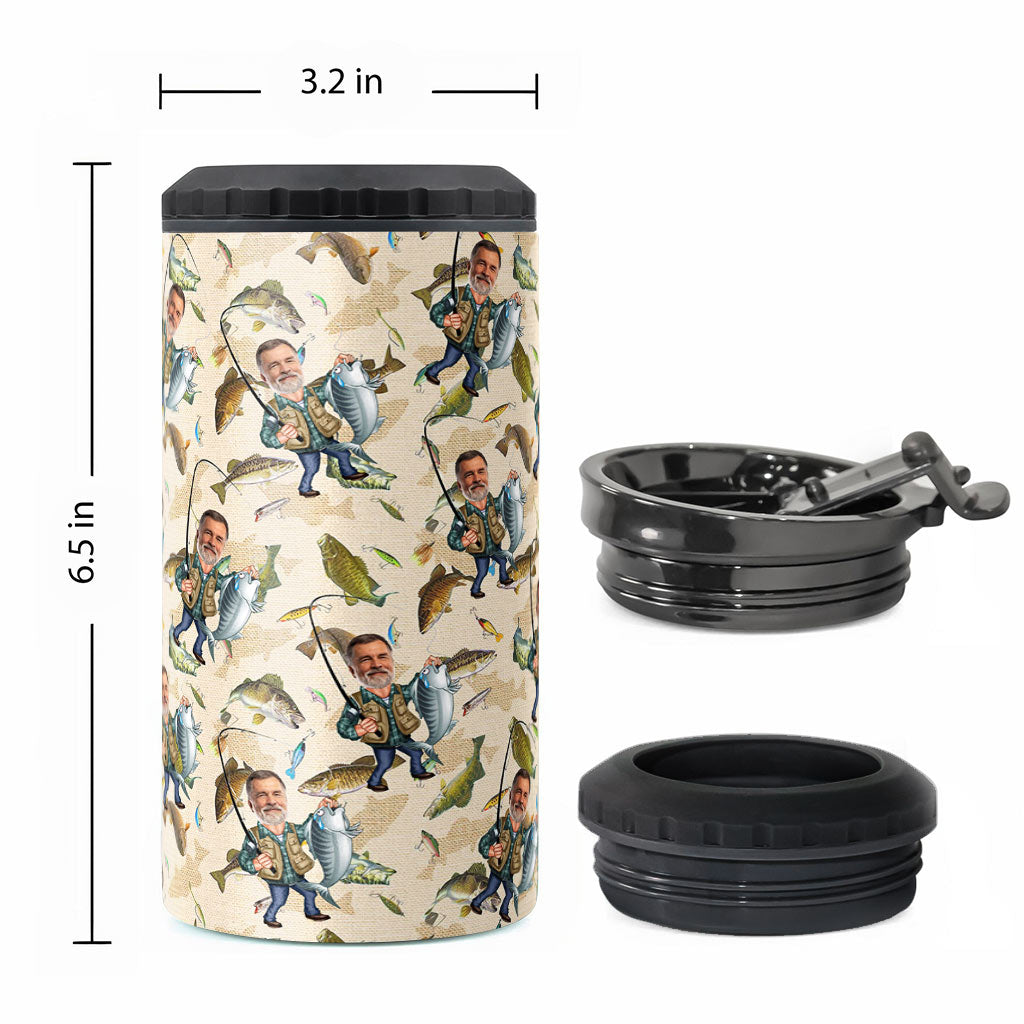 Photo Inserted Funny Fishing - Personalized Fishing Can Cooler