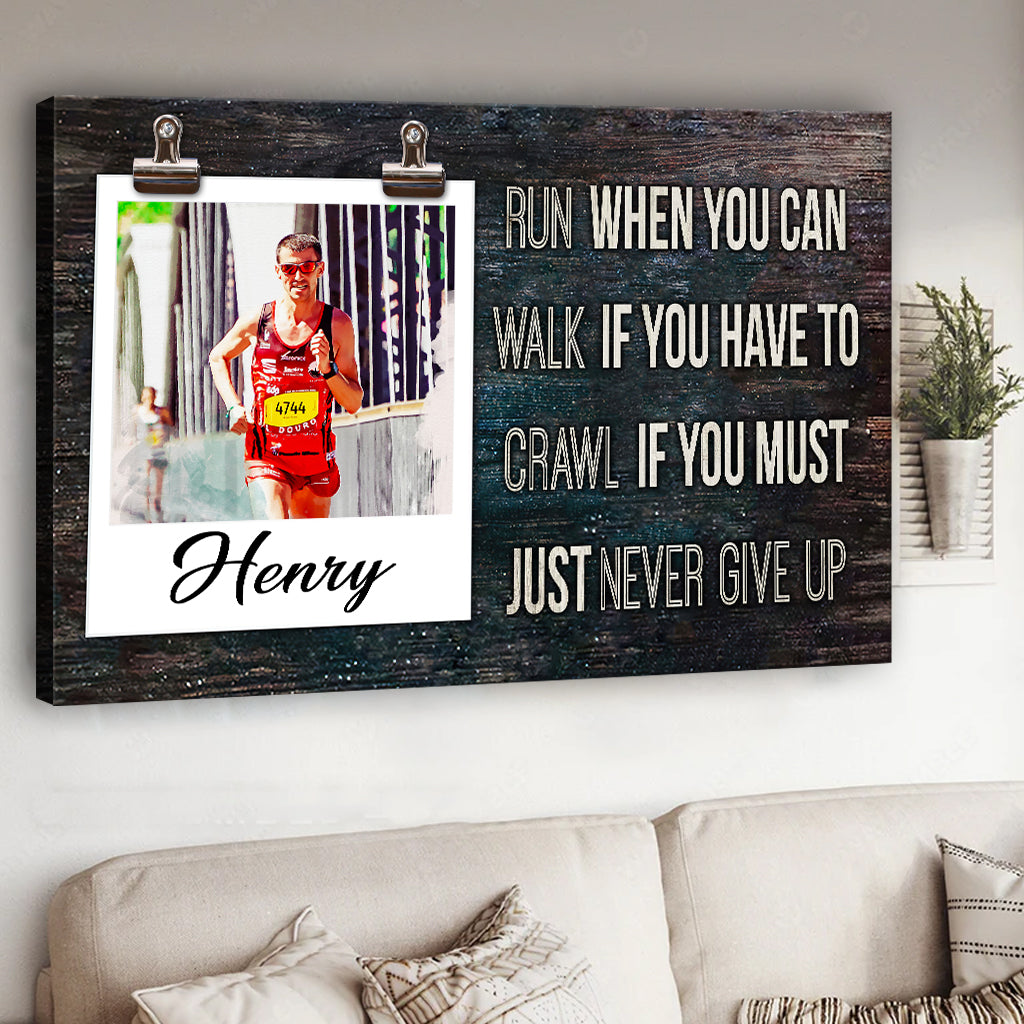 Never Give Up - Personalized Running Canvas And Poster