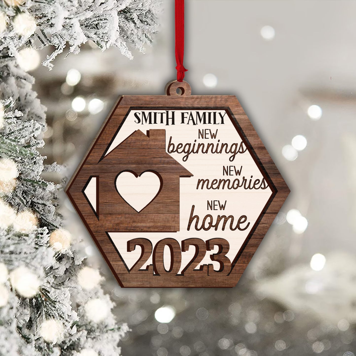 New Beginnings New Memories New Home - Personalized Housewarming 2 Layered Piece Ornament