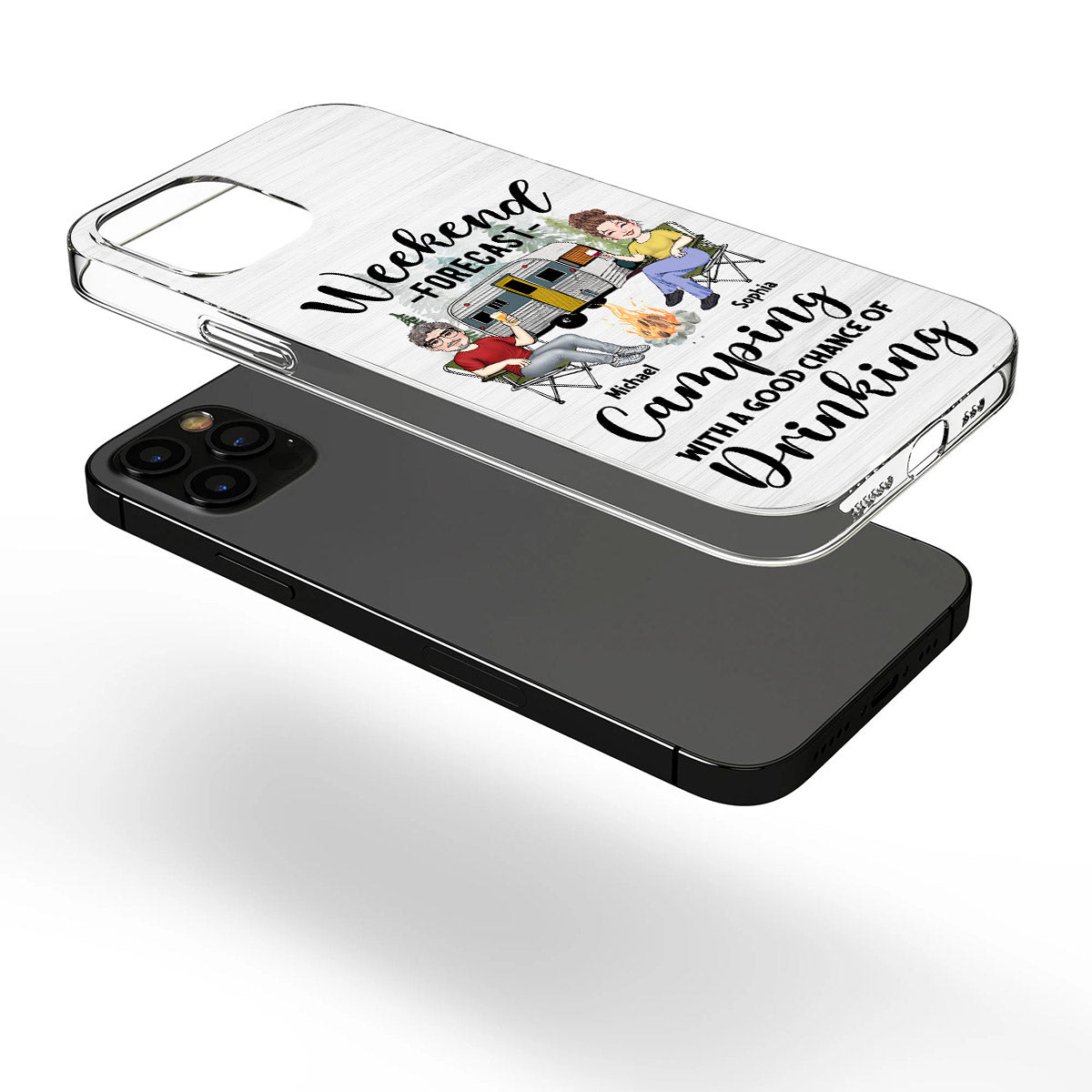 Weekend Forecast - Personalized Camping Clear Phone Case