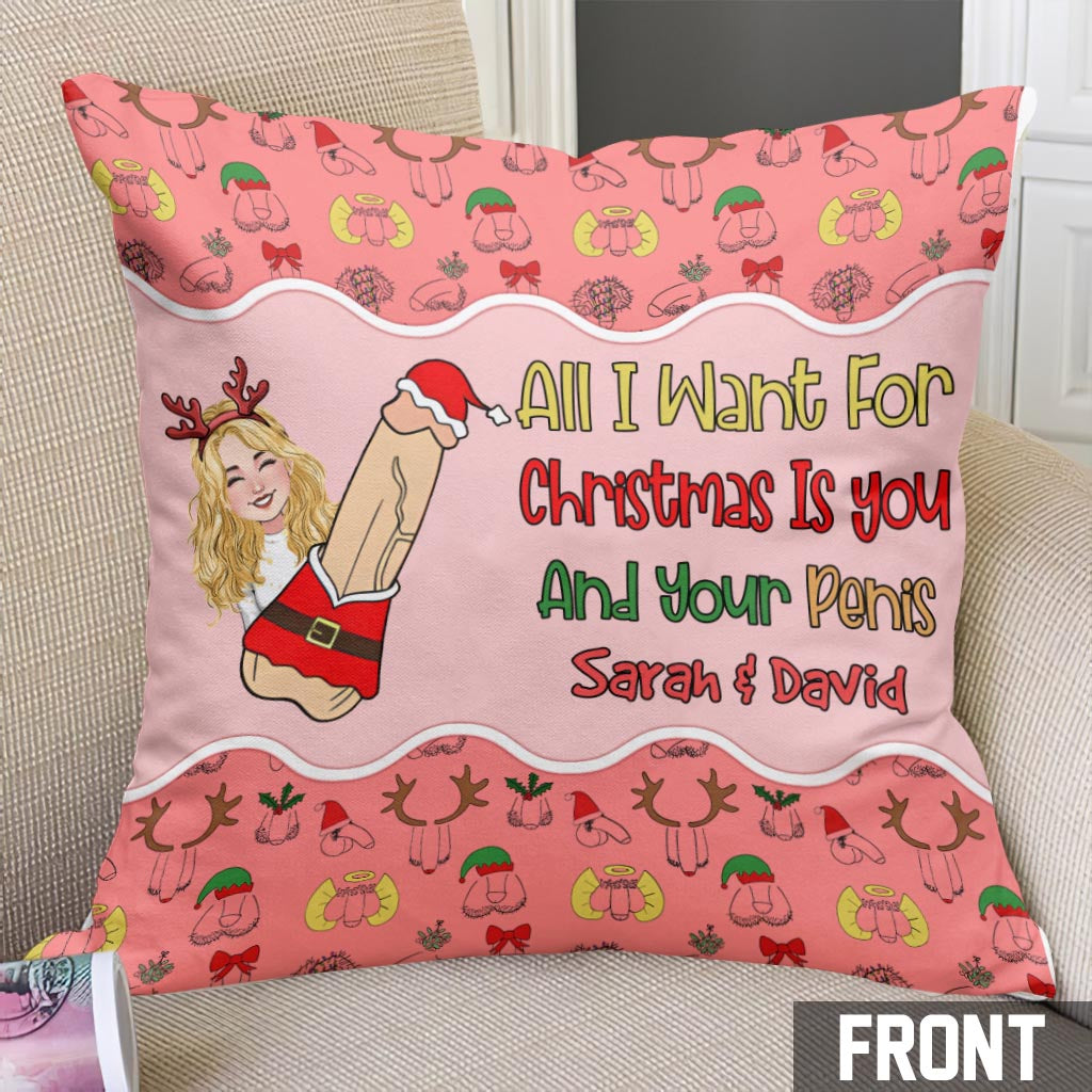 All I Want For Christmas - Personalized Couple Throw Pillow