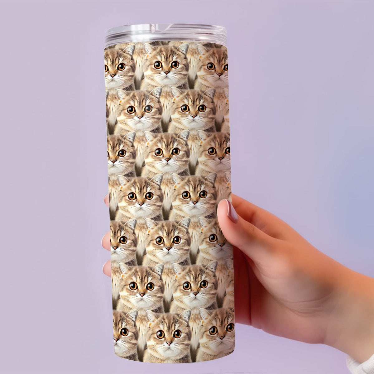 Cute Cat Dog Pet Photo Pattern - Gift for cat lovers, dog lover - Personalized Skinny Tumbler