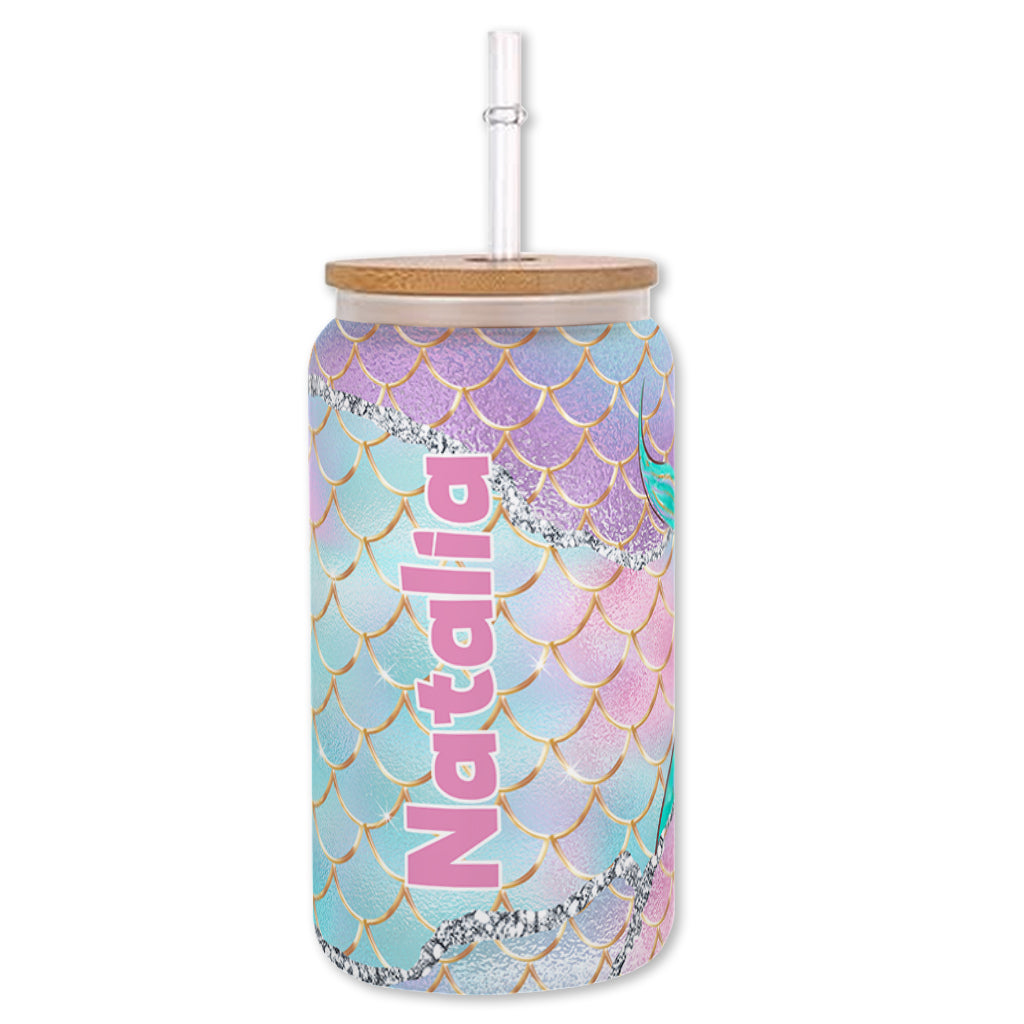 Beach Please I'm A Mermaid - Personalized Sea Lover Can Glass