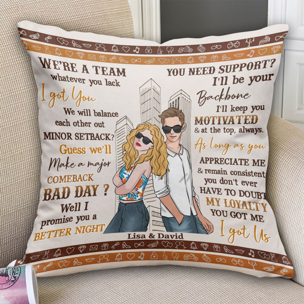 We're A Team - Personalized Couple Throw Pillow
