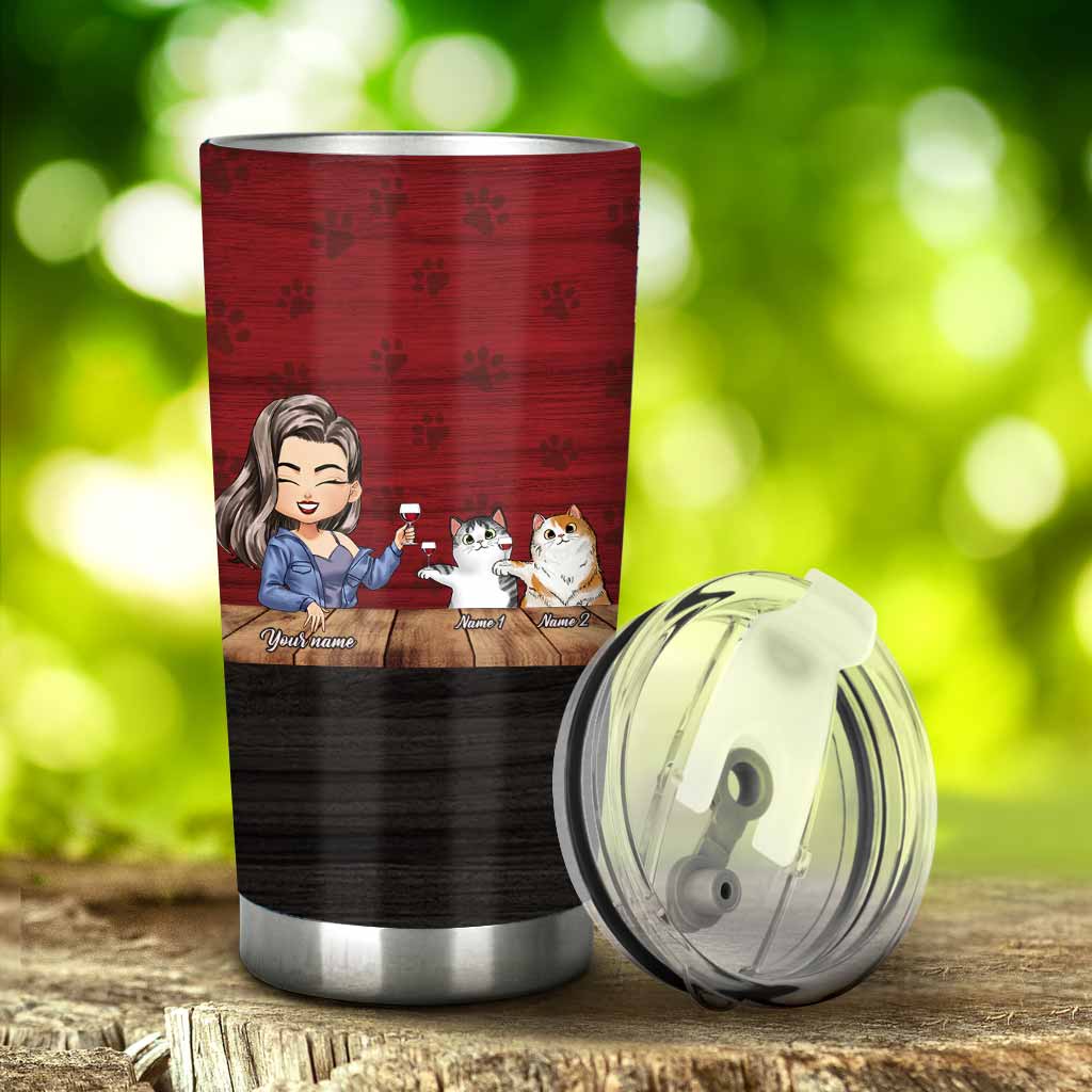 Cats And Wine & Everything's Fine - Personalized Tumbler