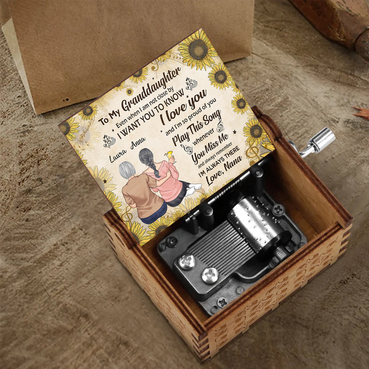 Play This Song - Gift for grandma, mom, daughter, granddaughter - Personalized Hand Crank Music Box