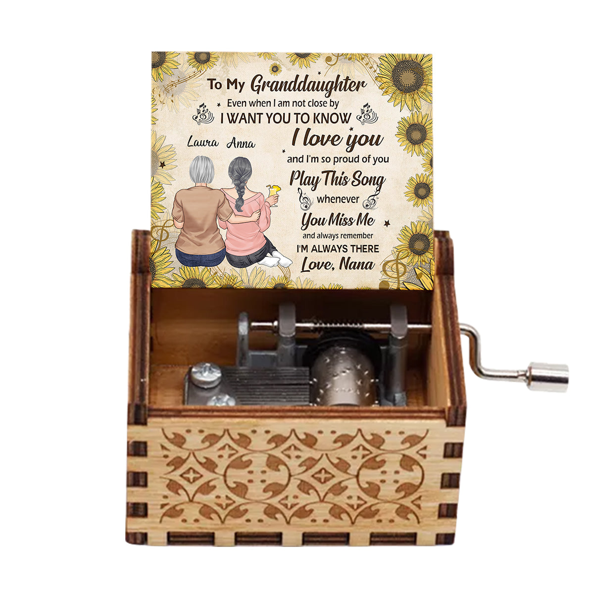 Play This Song - Gift for grandma, mom, daughter, granddaughter - Personalized Hand Crank Music Box