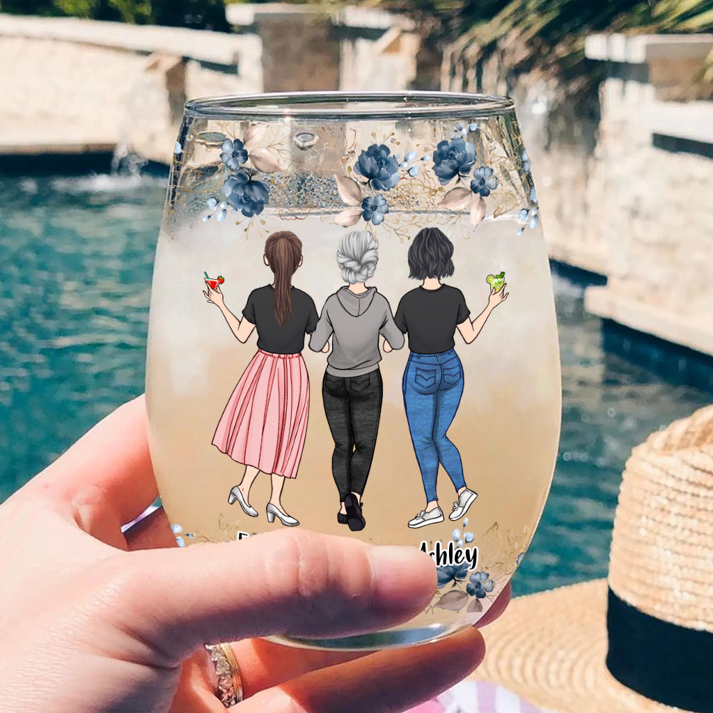 First My Mom - Personalized Mother's Day Mother All Over Wine Glass