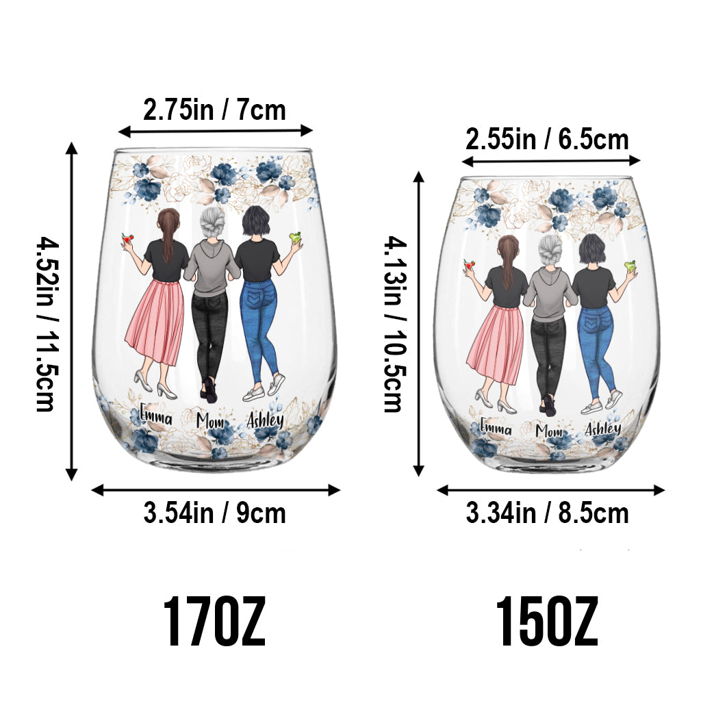 First My Mom - Personalized Mother's Day Mother All Over Wine Glass