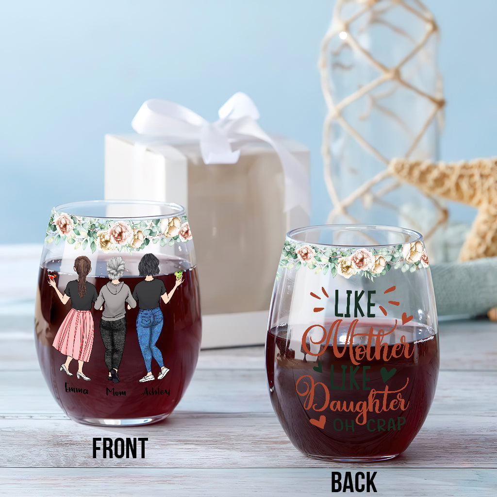 Like Mother Like Daughter - Personalized Mother's Day Mother All Over Wine Glass