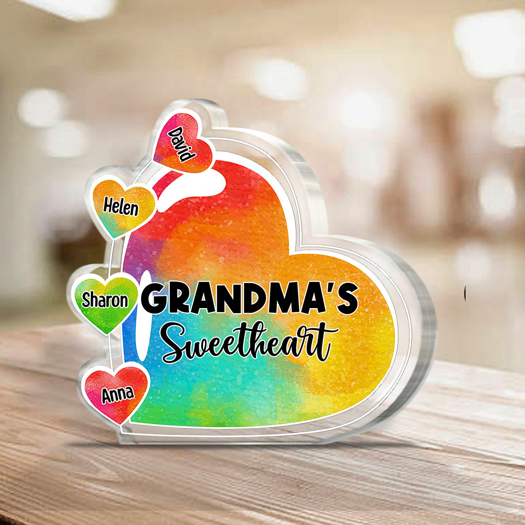 Grandma's Sweetheart With Grandchildren - Personalized Grandma Custom Shaped Acrylic Plaque