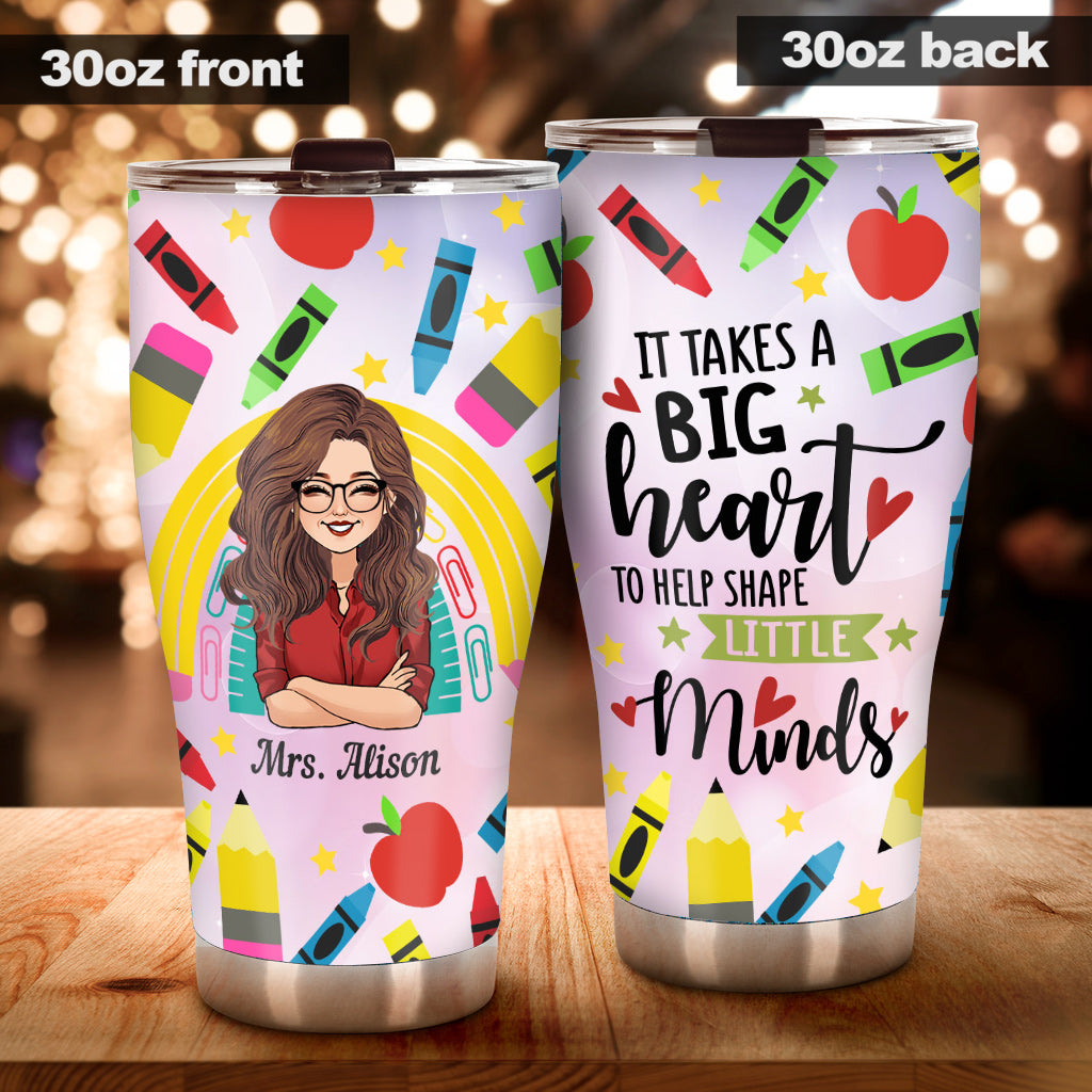 It Takes A Big Heart - Personalized Teacher Tumbler
