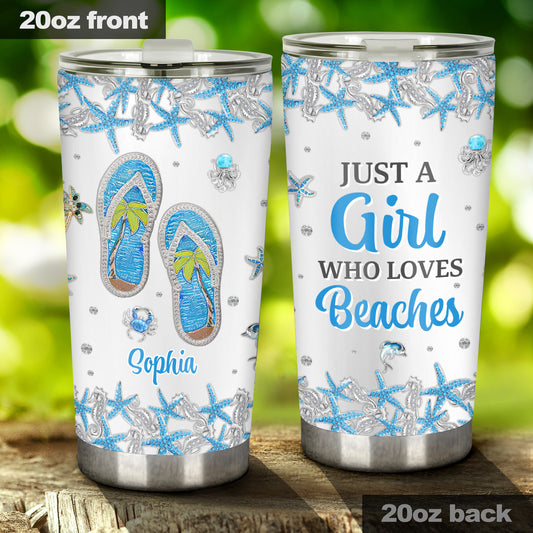 Just A Girl - Personalized Sea Lover Tumbler