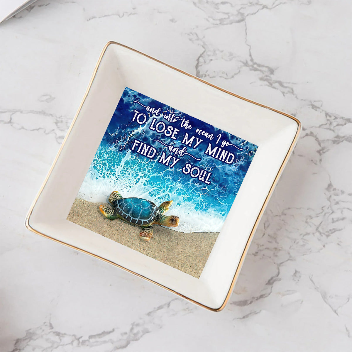 And Into The Ocean I Go - Turtle Jewelry Dish