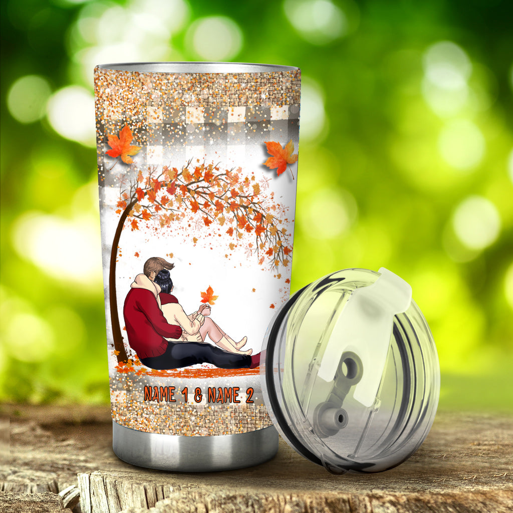 I Fall In Love All Over Again - Personalized Fall Couple Tumbler