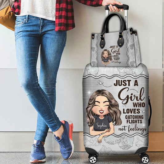 Just A Girl - Personalized Travelling Leather Handbag & Luggage Cover