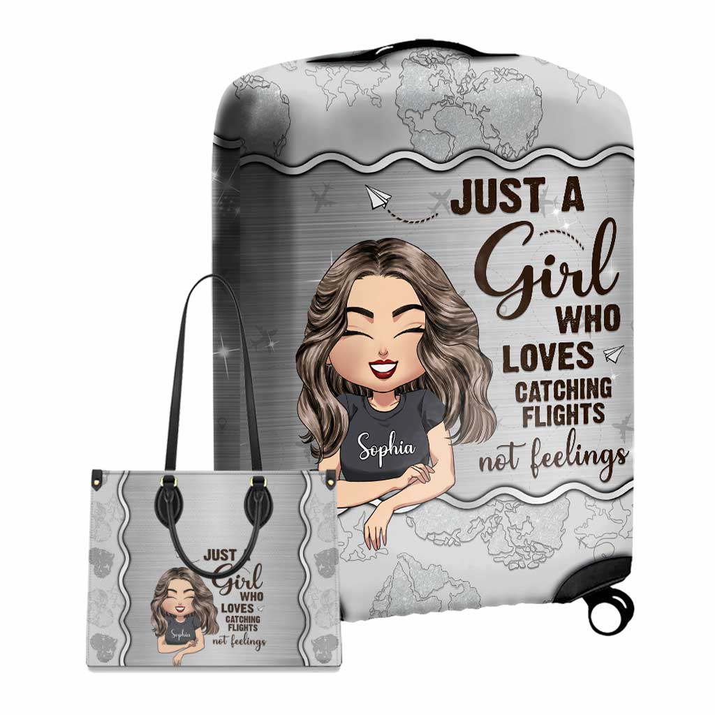 Just A Girl - Personalized Travelling Leather Handbag & Luggage Cover