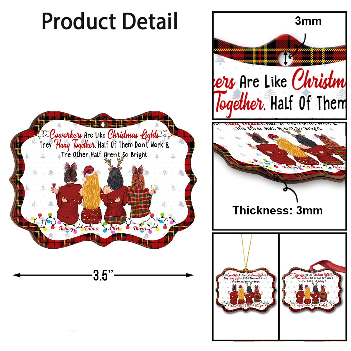 Coworkers Are Like Christmas Lights - Personalized Colleague Ornament