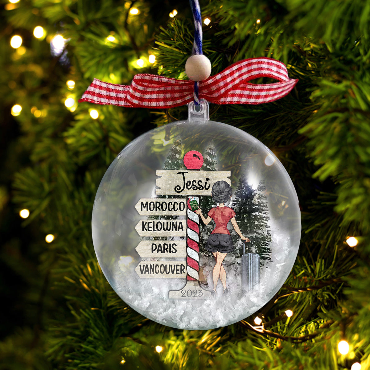 Love Travelling - Personalized Travelling Snow Globe Ornament