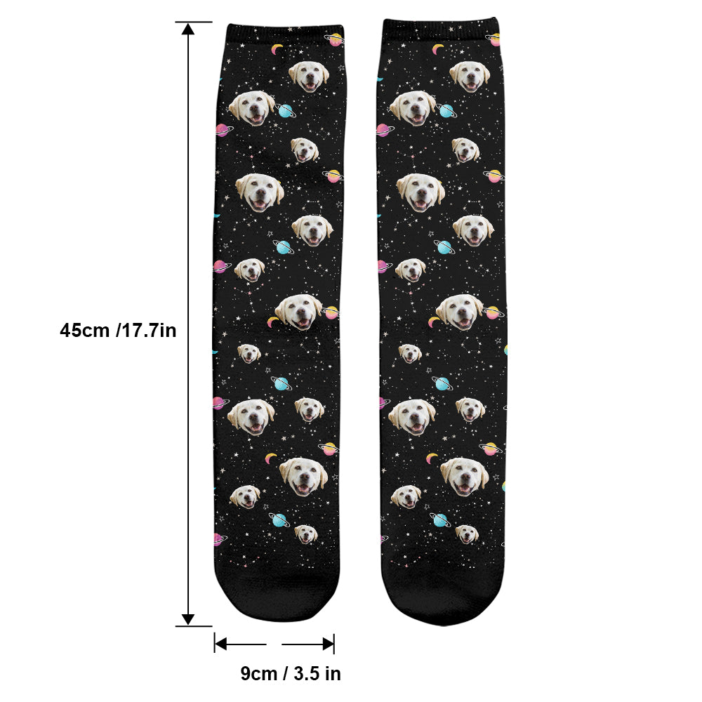 Custom Face Galaxy - Personalized Dog Socks