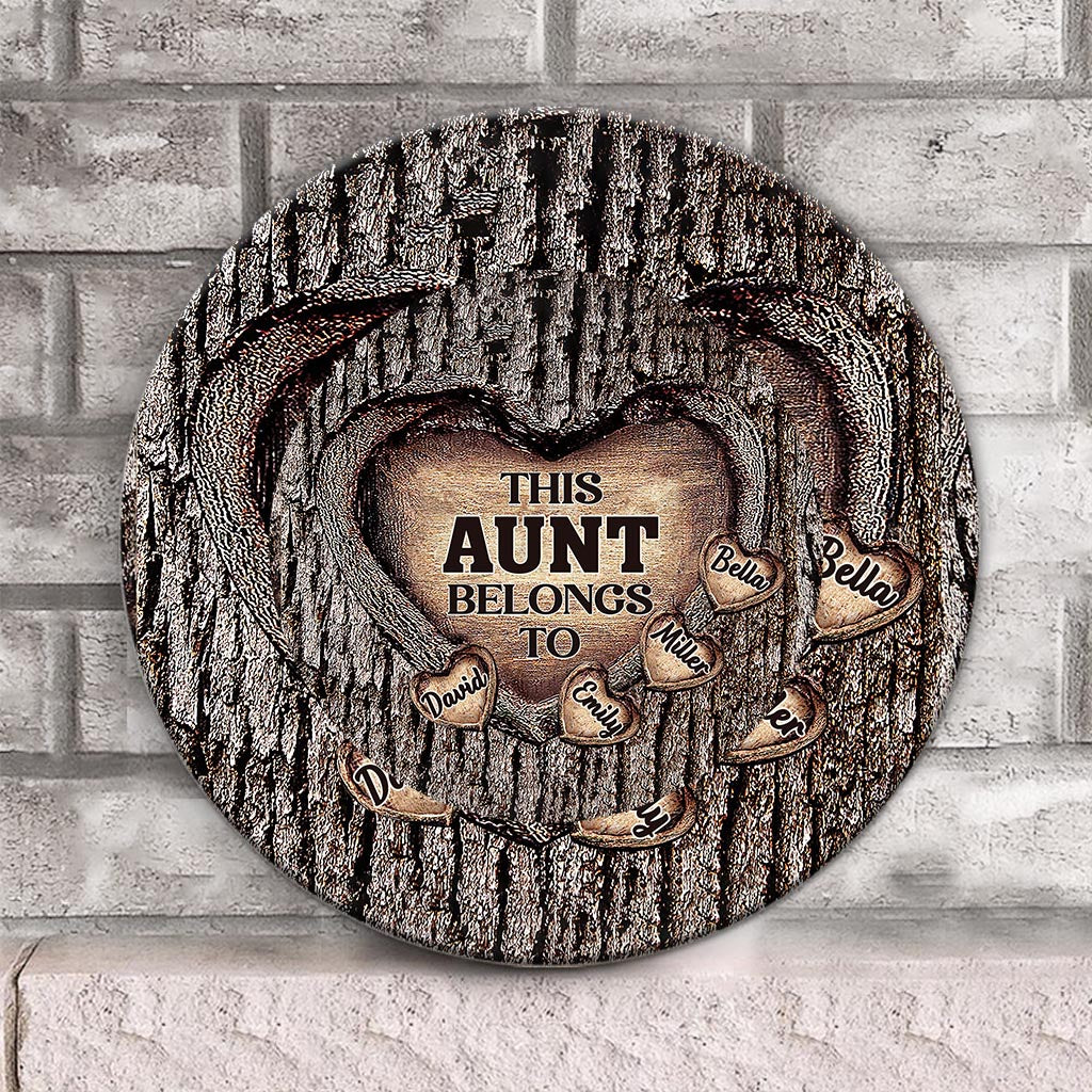 Dad's Heart - Gift for dad, grandma, grandpa, mom, uncle, aunt, brother, sister - Personalized Round Wood Sign