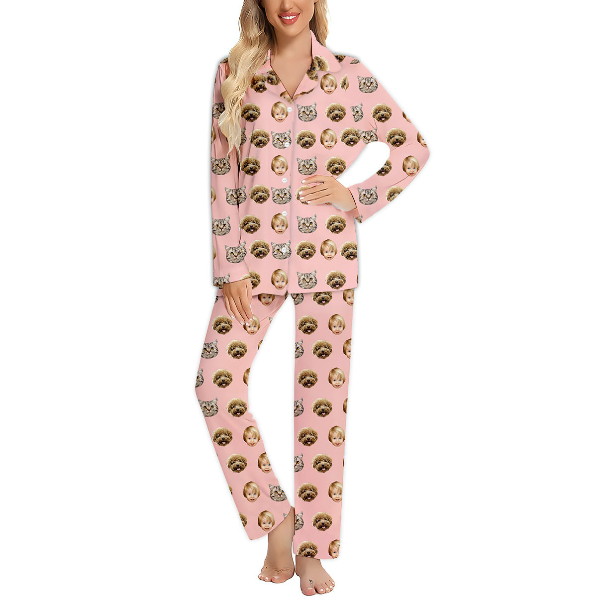 Custom Photo Pajamas Christmas - Personalized Family Button Down Pajamas