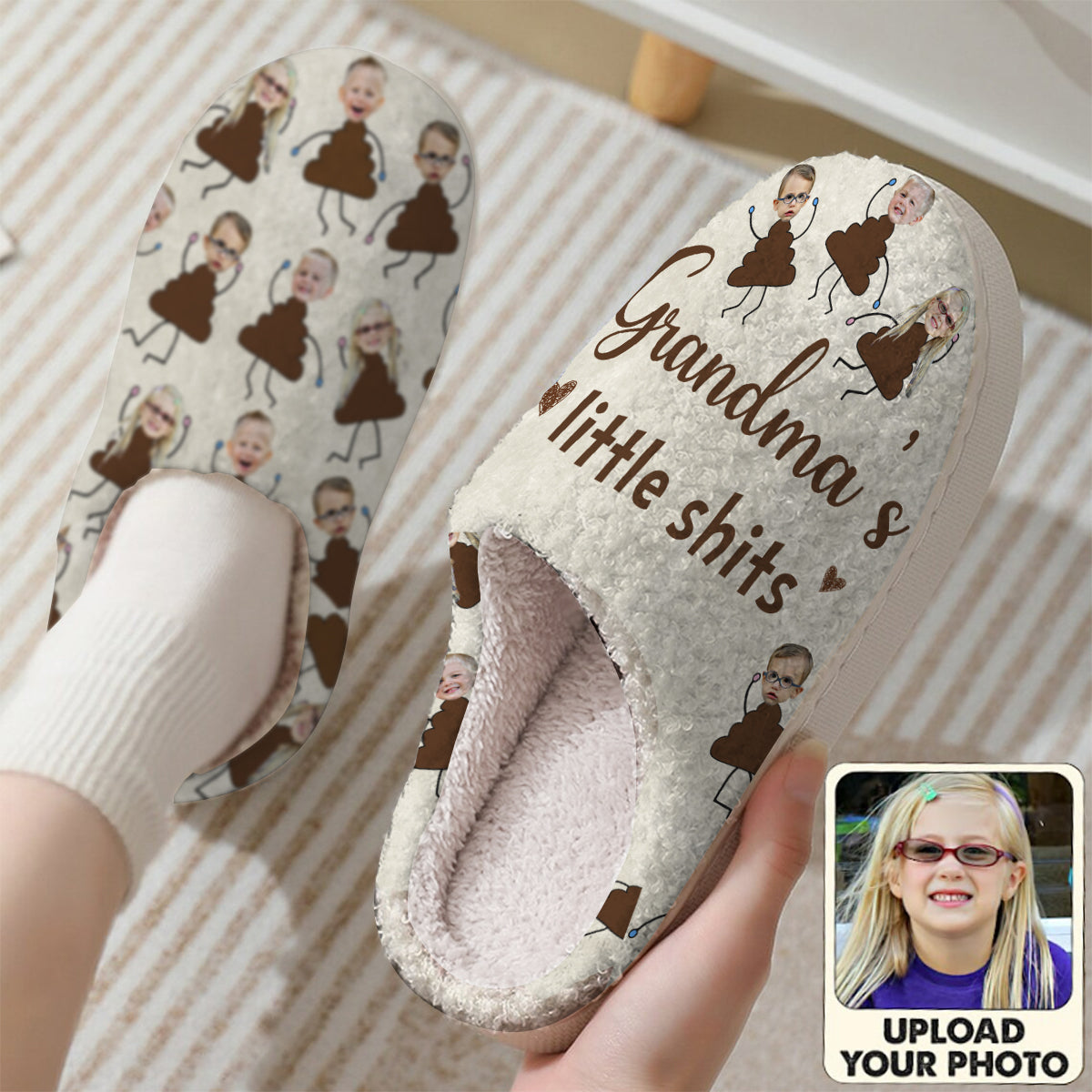 Grandma's Little Shits - Gift for grandma - Personalized Slippers