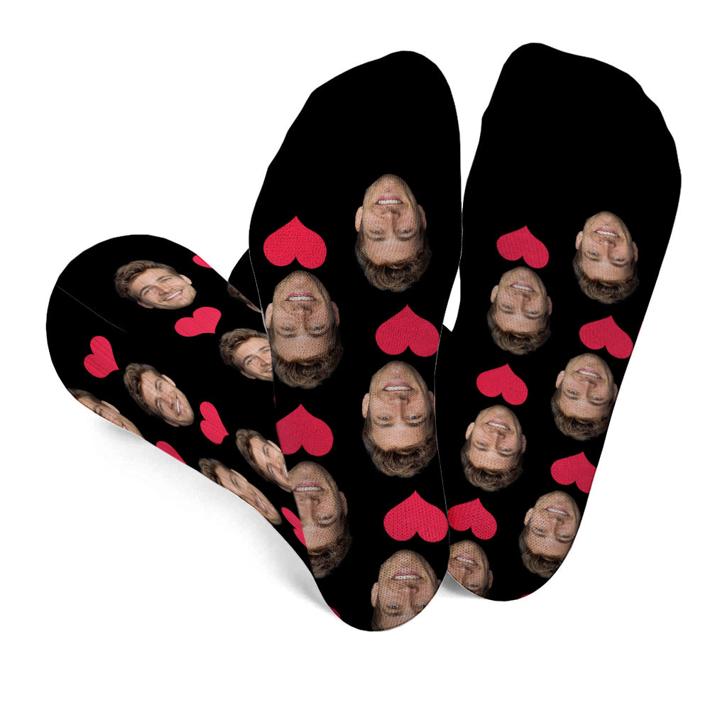 Custom Face Heart Pattern - Personalized Sibling Socks
