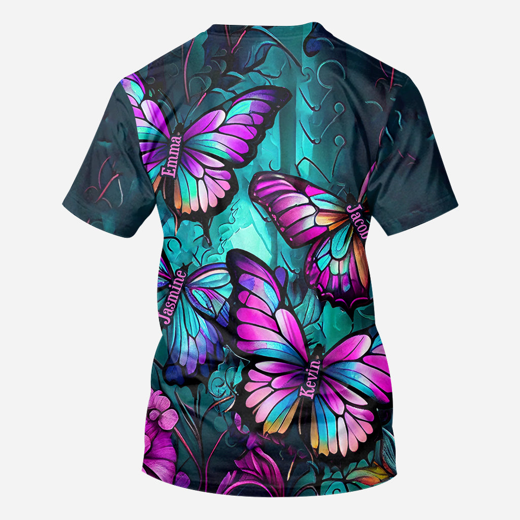 Grandma's Butterflies - Personalized Grandma All Over Shirt